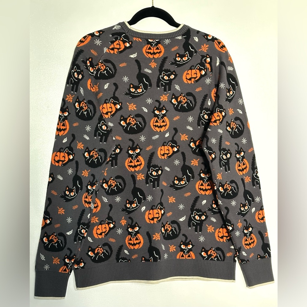 Black Cat and Jack-o’-lantern Halloween Sweater NWOT Large - Picture 8 of 10